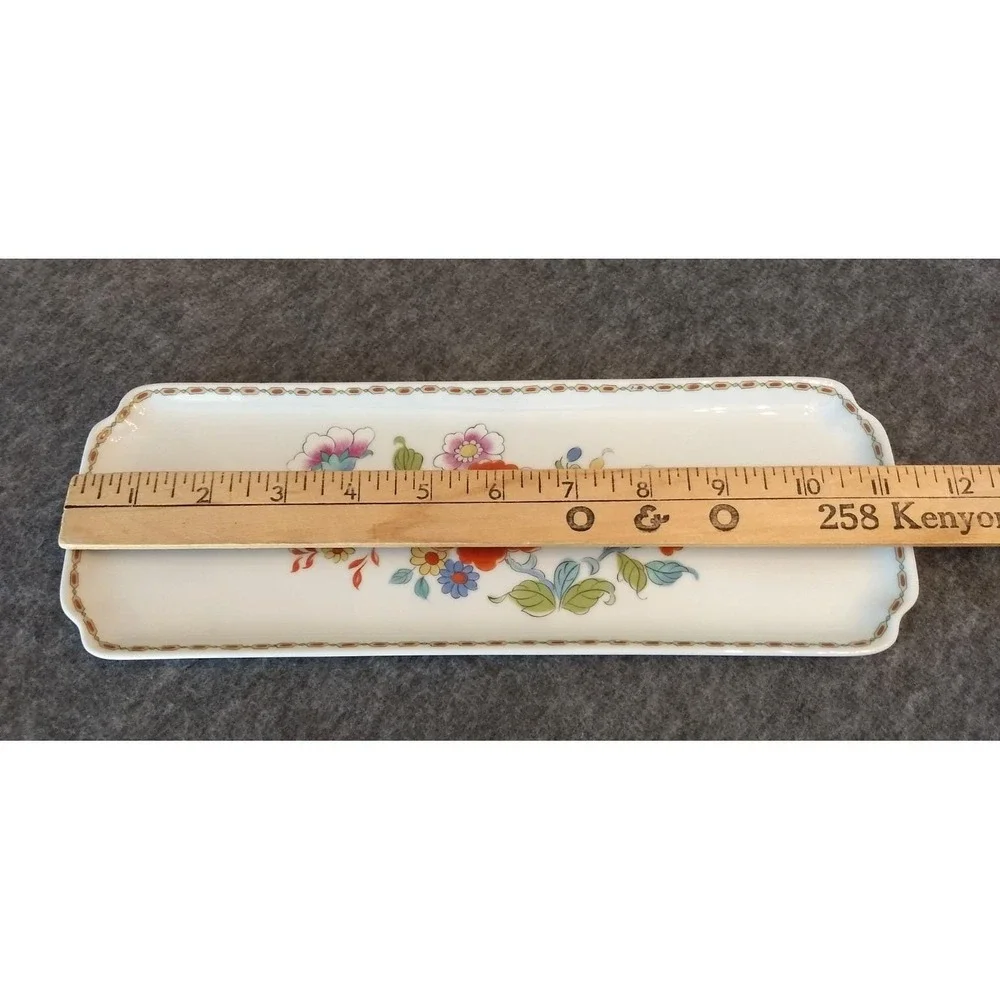 Limoges France Porcelain Vanity Tray LEC Chamart Handpainted Floral Trinket Dish